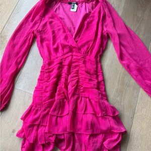 Aqua Hot Pink Ruffled Waistband Mini